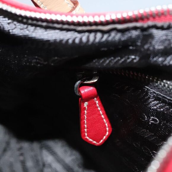 Prada Triangle Logo Red Leather Shoulder Bag (Pre-Owned) - Picture 12 of 16